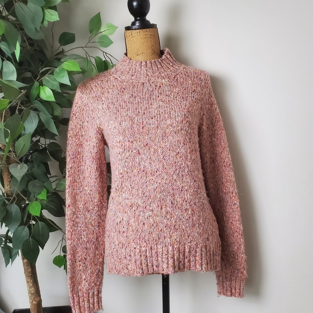 RW&CO Peach Speckled Knit Turtleneck Pullover Sweater Small